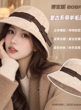 秋冬保暖英伦女渔夫帽显脸小