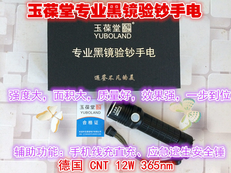 德国12W瓦紫外光365nm黑色滤镜荧光验钞灯手电筒钱币玉石文玩琥珀