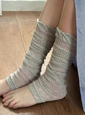 韩国进口灰色袜套春夏薄款腿套纯色中筒堆堆袜芭蕾风小腿袜子女