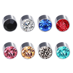 男女耳夹霸气潮流无耳洞耳钉男假耳环男生圆形彩钻磁铁耳钉假耳扣