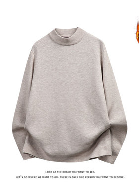 libetter25AW简约风纯色半高领毛衣加绒保暖百搭针织衫休闲上衣