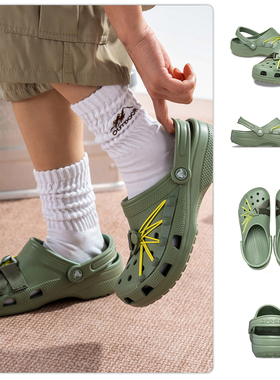 Crocs卡骆驰经典绑带装饰Clog男女同款洞洞鞋透气沙滩拖鞋 210393