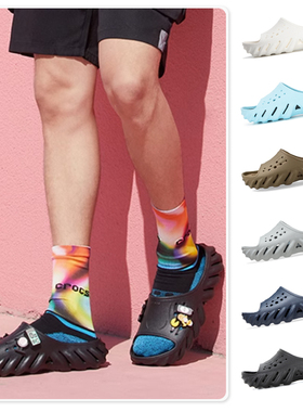 CROCS卡洛驰夏季厚底拖鞋舒适沙滩鞋波波凉拖露趾一字拖 208170