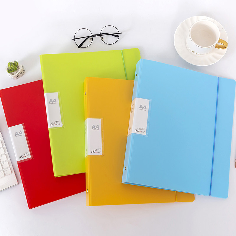 资料册a4打孔活页夹100页插页袋小清新可爱学生试卷夹文件夹30孔