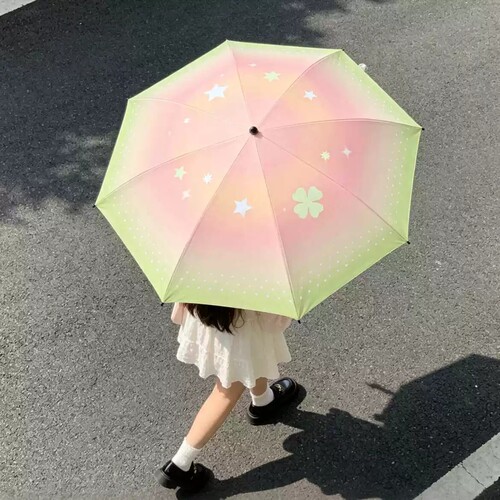 芭乐四叶草黑胶自动晴雨伞防晒