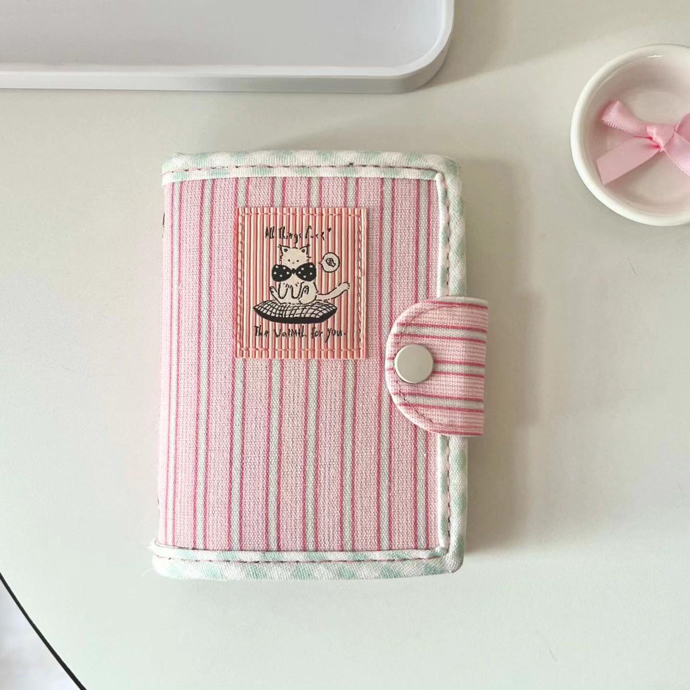 可爱粉色帆布活页可拆卸手帐本子