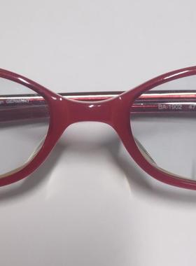 EYE-TECH原单正品近视板材中小脸女士眼镜框椭圆形红色高档眼镜架