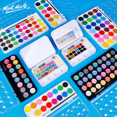 Solid Watercolor Paint Set Pans with Water Brush固体水彩颜料
