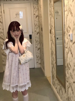 甜玫瑰rosecandy·bella·古着感碎花飞袖娃娃裙