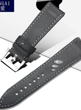 男士23mm黑色i表带适配宝珀五十寻噚5000手表带碳纤维帆布纹皮表