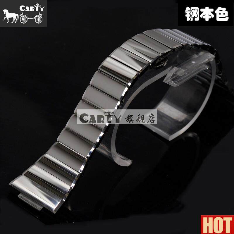 artyX钨钢表带代用天王表16 26mm 乌钢表链手表配件 凸口男女