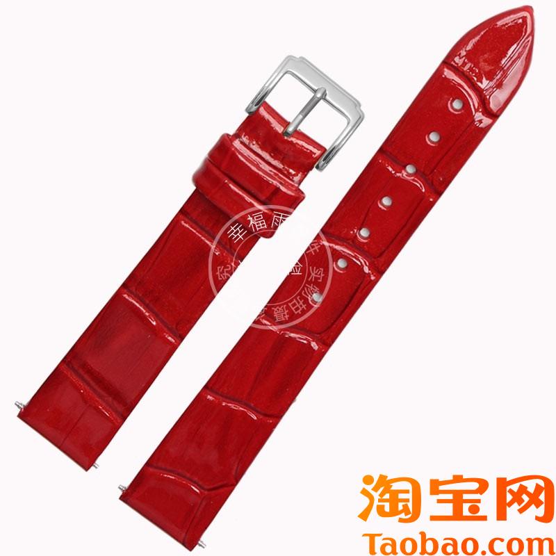 幸福雨适配精e工表带LUKIA女表SRP873SSA894红色女士牛皮表带11mm