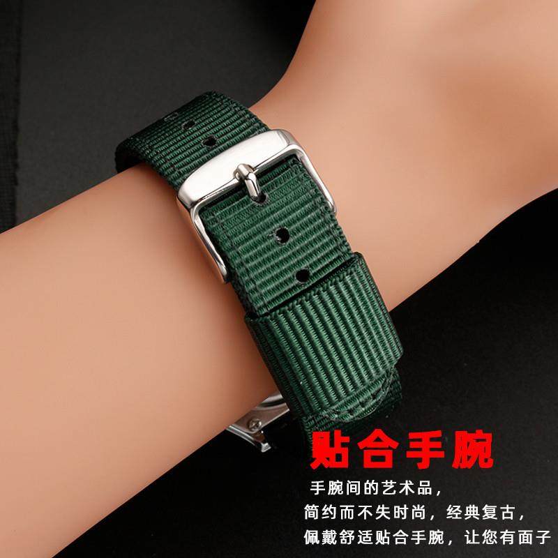 透气尼龙表带适配卡西欧小方块A159W-N1A158WAA168X男女手表带18