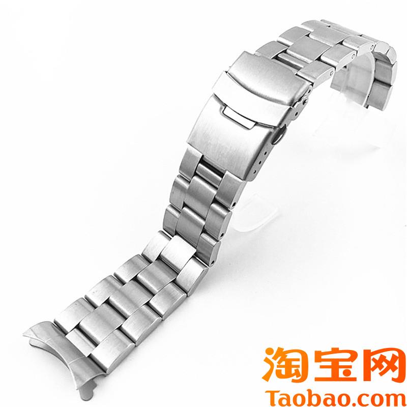 通用卡西欧三珠潜水表带手表u带弧口不锈钢实心保险扣182022mm