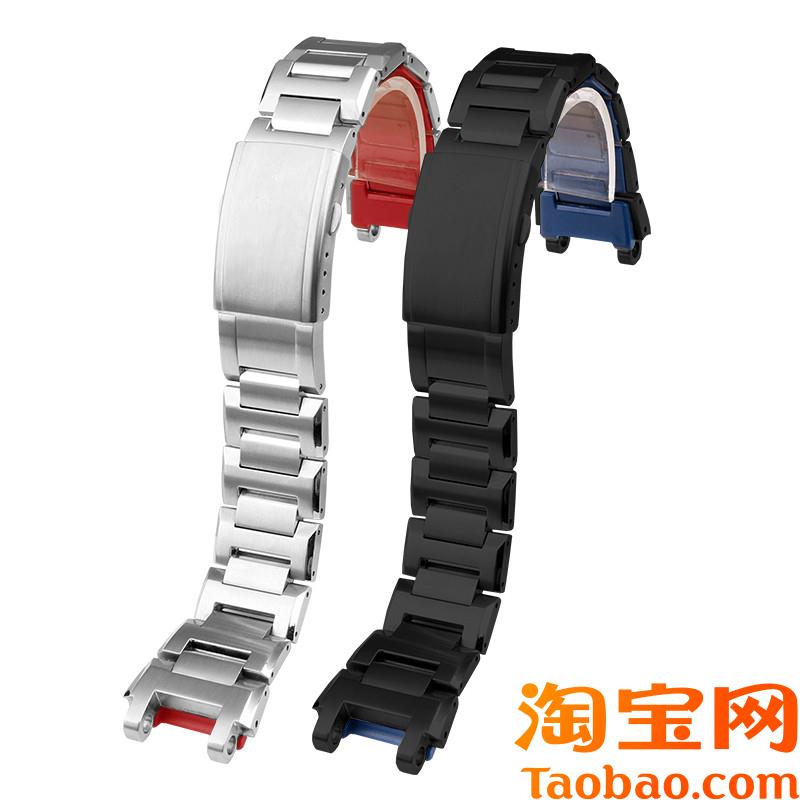 适配卡西欧黑暗钢铁之心MTG-B1000/G100M0实心精钢表带防水表链男