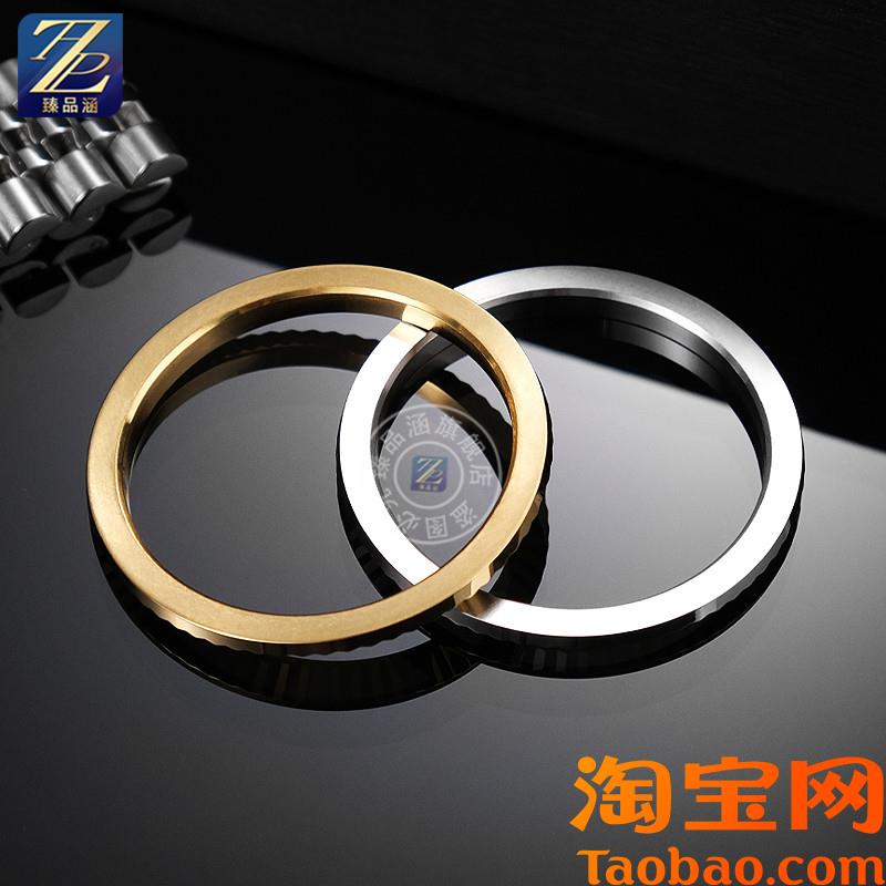 适用劳力士日志狗牙圈39mm表壳全套蓝宝I玻璃装41mm表圈刻度圈外