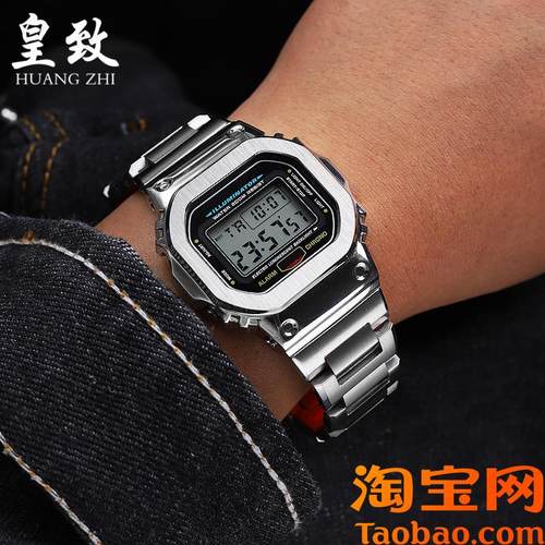 适配卡西欧DW5600DW5610GW-B5600改装金属表壳精钢X手表带配件男