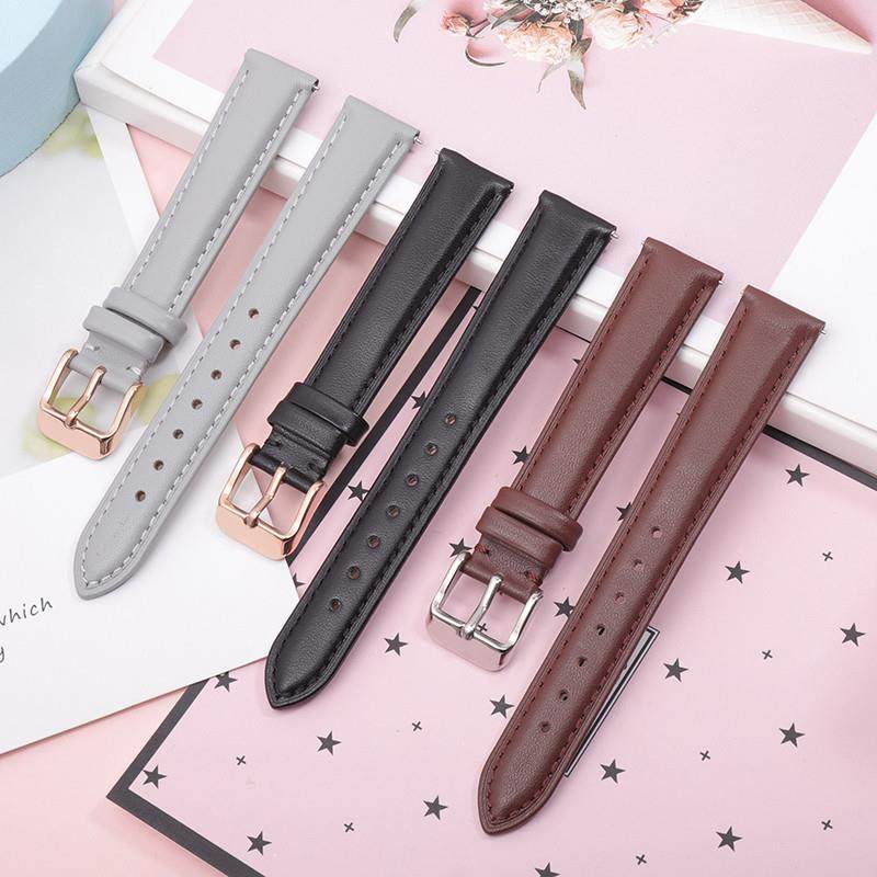 适配dw手表带真皮男m女针扣皮质表带白色黑色樱花粉色28/36/40mm