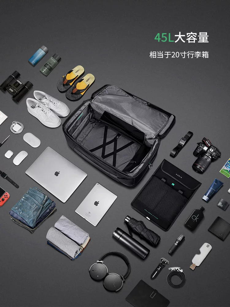 Capacious backpack for traveling, durable laptop, business version