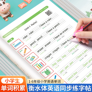 单词英文字母书写每日一练儿童英文描红临摹英语练字贴 三年级衡水体英语字帖小学四五六年级上册下册课本同步练习本人教版