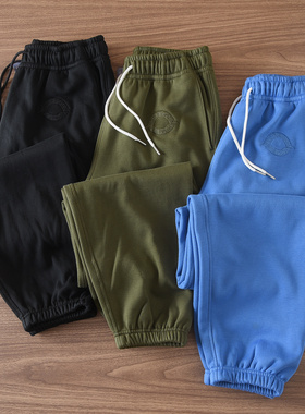 6446秋冬新款重磅高克重加绒加厚保暖收口休闲卫裤男束脚运动裤男