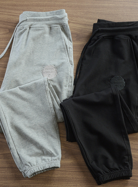 夏季薄款弹力透气灰色束脚卫裤男宽松休闲哈伦卫裤运动裤黑色裤子