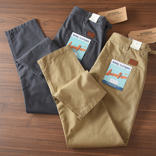 美式 男厚款 复古直筒简约百搭工装 休闲裤 子 5126春秋季 裤 纯棉卡其裤