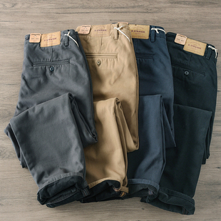 男 休闲裤 复古水洗纯棉宽松直筒长裤 加绒加厚保暖防寒工装 冬季