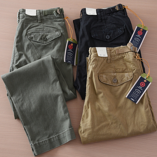 2025春夏新款日系复古纯棉直筒休闲裤男宽松磨破做旧咔叽工装裤男