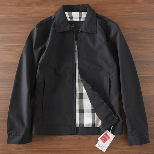 2322秋冬新款男士翻领双层商务休闲行政夹克外套上衣纯色风衣男装