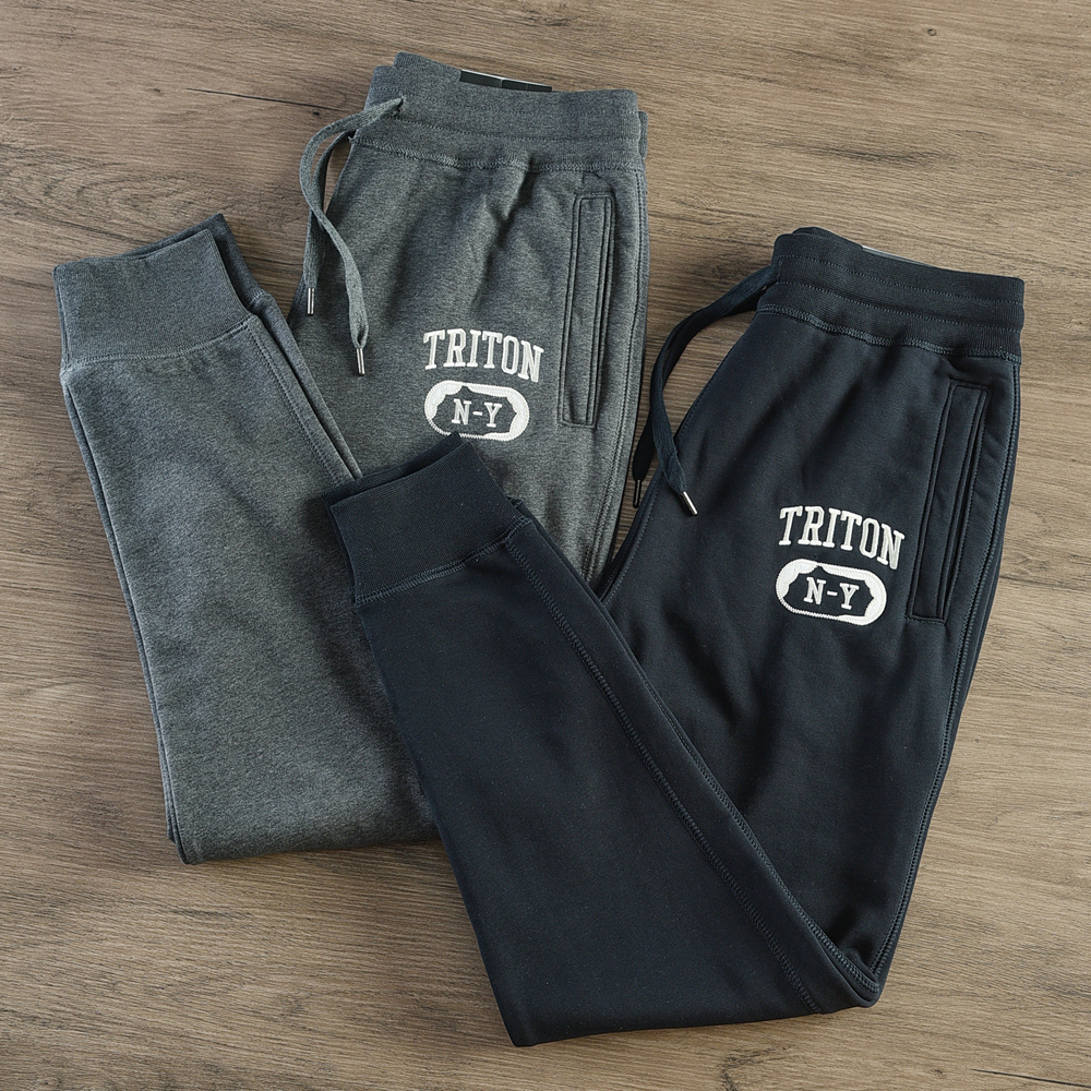 2024新款运动卫裤男春秋款纯棉牛肚毛圈棉刺绣修身束脚卫裤男裤子