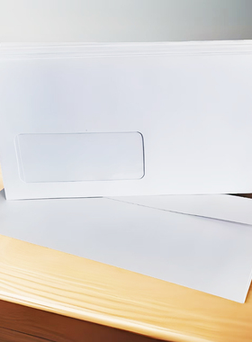 自粘口西式开窗口信封白色空白5号11-22cm透视窗加膜加厚140克纸