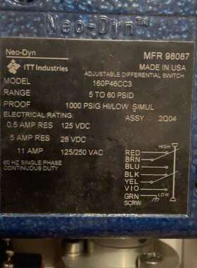 询价购-Neo-Dyn压力开关160P46CC3全新原装