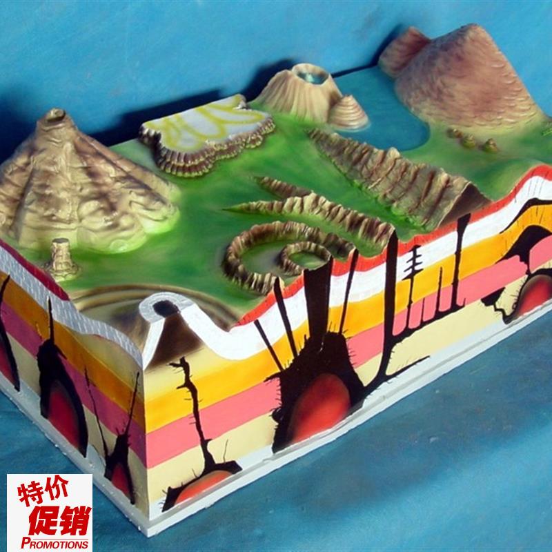 地质地貌b火山综合演示模型中学教学地理教具讲解展示