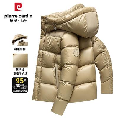 皮尔卡丹200g+95%绒子高档重磅羽绒服男女款加厚短款防寒冬装外套