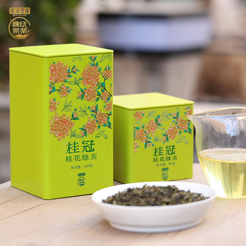 鼎丰成号陈氏茶业 桂花绿茶 桂花窨制休宁一级松萝茶罐装浓香花茶 茶 特色产区绿茶 原图主图