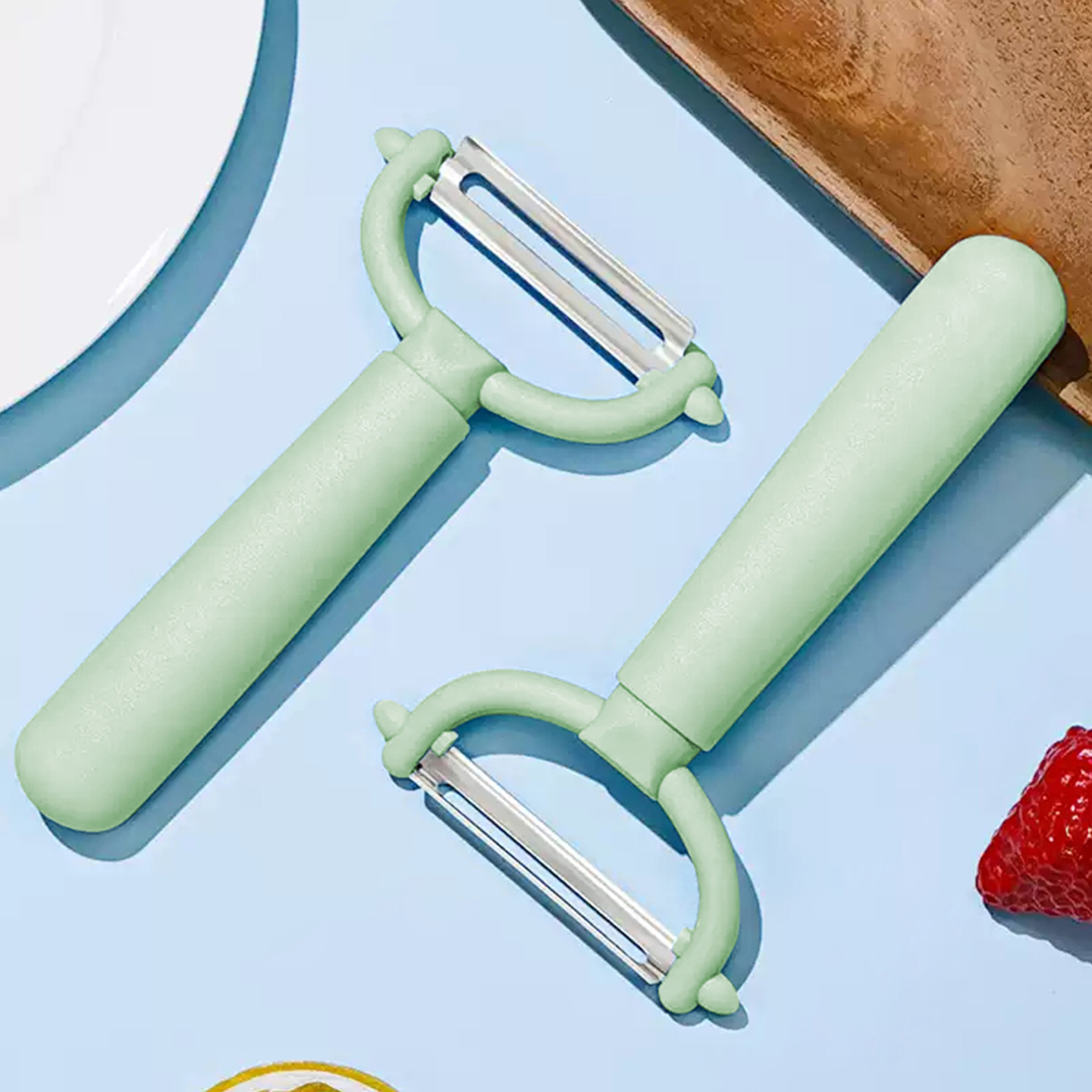 三清绿色手柄水果削皮器厨房多功能去皮家用削皮刀不锈钢瓜果刨刀