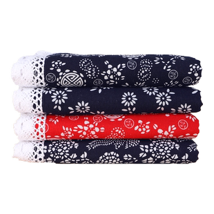 复古乌镇蓝印花画室餐厅花边桌布 布艺中国民族风 茶几布盖巾台布