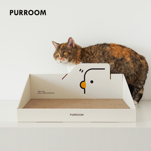PURROOM靠背沙发斜口盒猫抓板猫窝躺平大尺寸磨爪瓦楞纸猫咪玩具