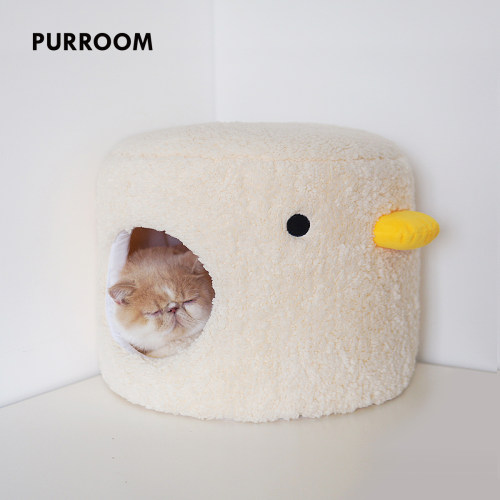 PURROOM原创小鸡桶封闭式毛绒猫窝冬季保暖四季通用可拆洗宠物窝-封面