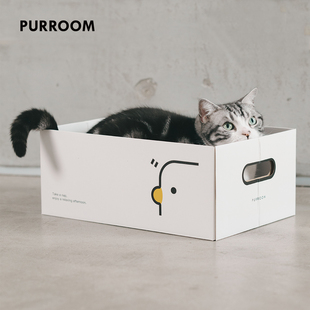 PURROOM躺平猫抓板猫窝磨爪保护沙发瓦楞纸纸板箱猫咪玩具