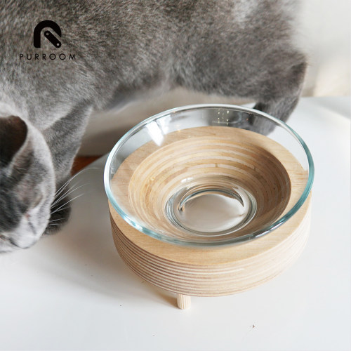 原创玻璃猫碗预防黑下巴加高大