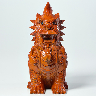 梨木雕瑞兽獬豸律师法务法官办公室装饰品红木业乔迁礼品