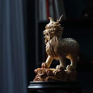 天然猛犸牙雕招财摆件麒麟献瑞高档收藏古董文玩送领导长辈工艺品