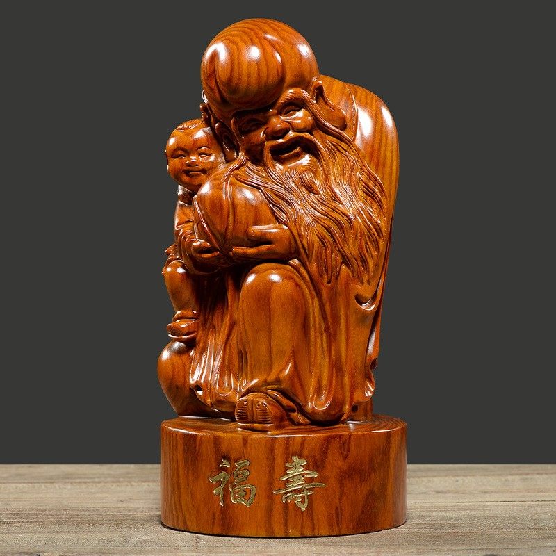 匠心雕刻寿星公黑檀木中式