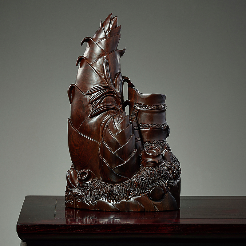 匠心雕刻黑檀中式客厅办公室竹子