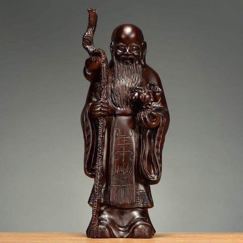 匠心雕刻寿星公黑檀木中式