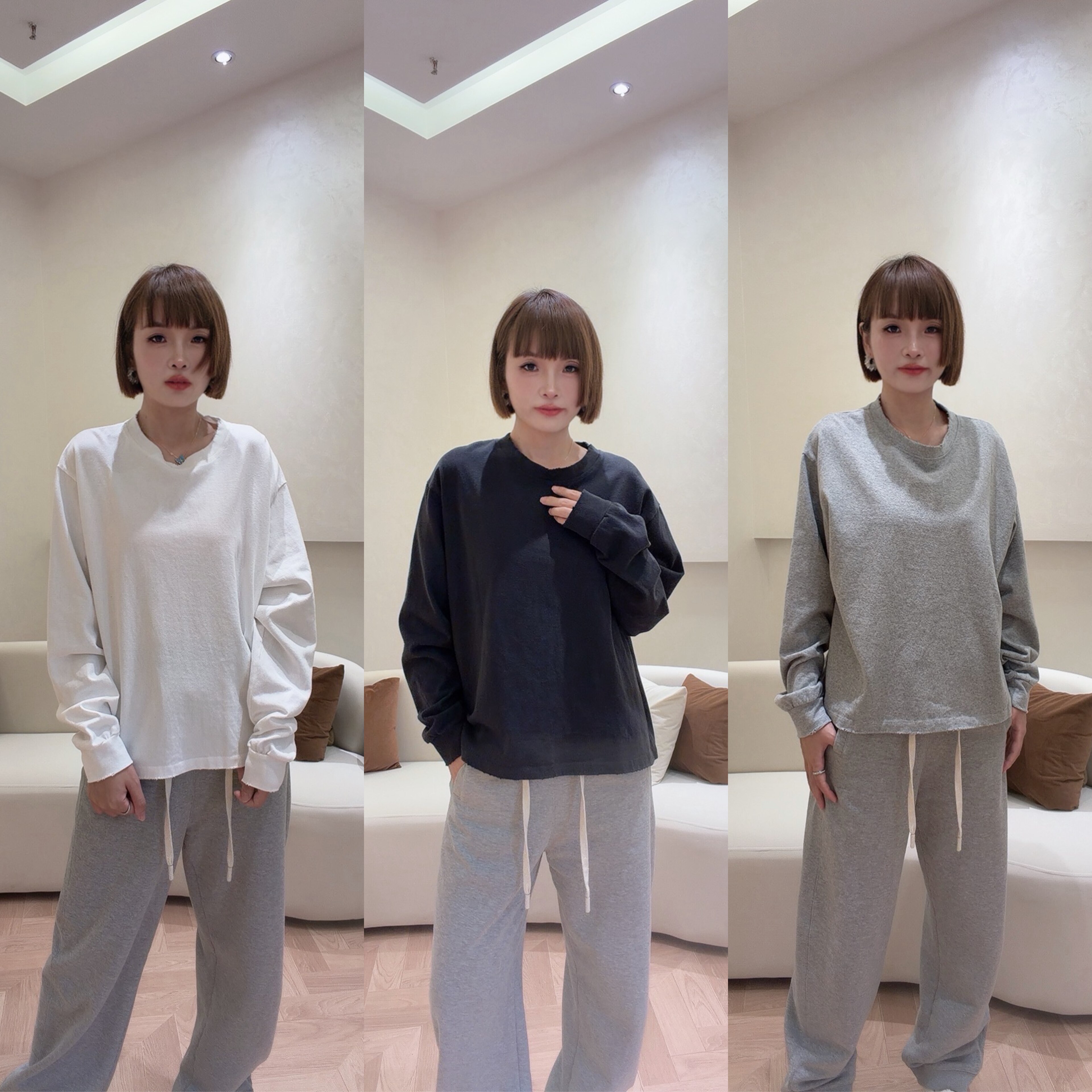 韩系松弛感笑脸破边秋季卫衣女