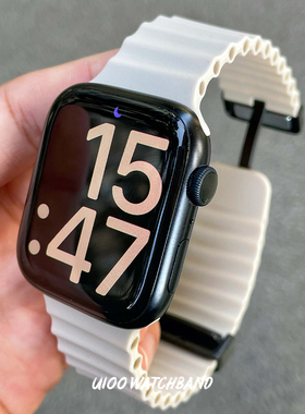 适用applewatch10表带海洋硅胶磁吸折叠扣苹果手表iwatch98se表带