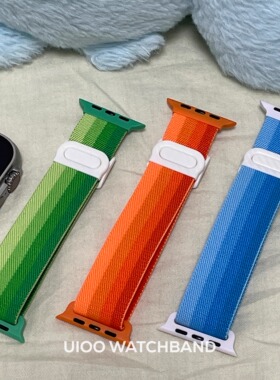 适用苹果手表iwatch10表带碳纤纹扣尼龙编织applewatchs98765表带